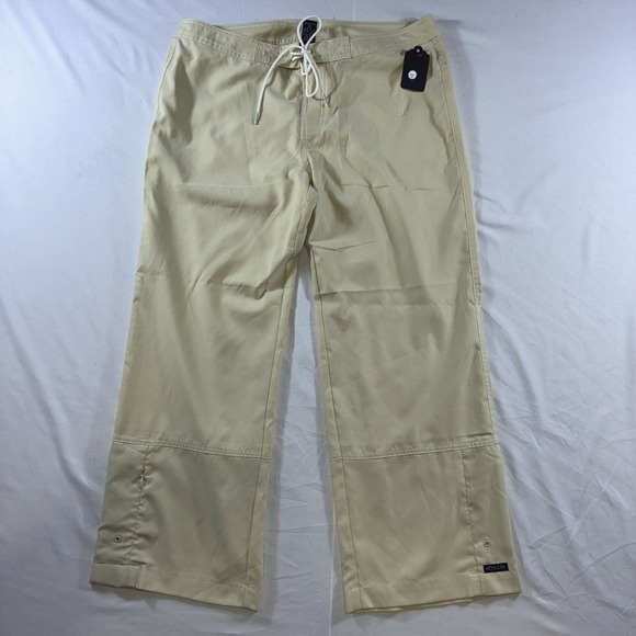 Athleta Pants - Athleta Tan Khaki Wide Leg Board Pants Lace Up Drawstring Size 10 Style 35392